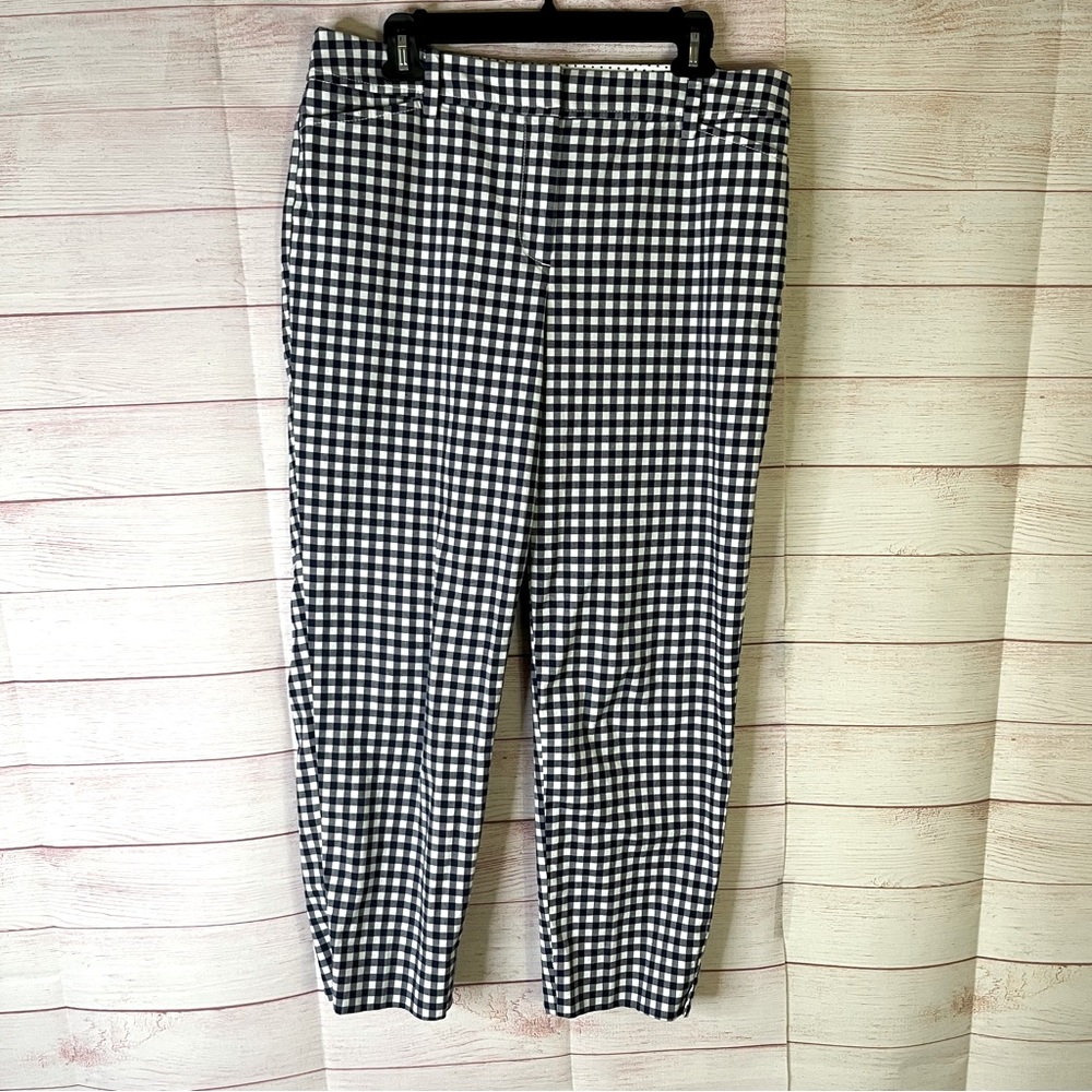 Talbots Blue White Perfect Crop‎ Checkered GinghamPants Size 10